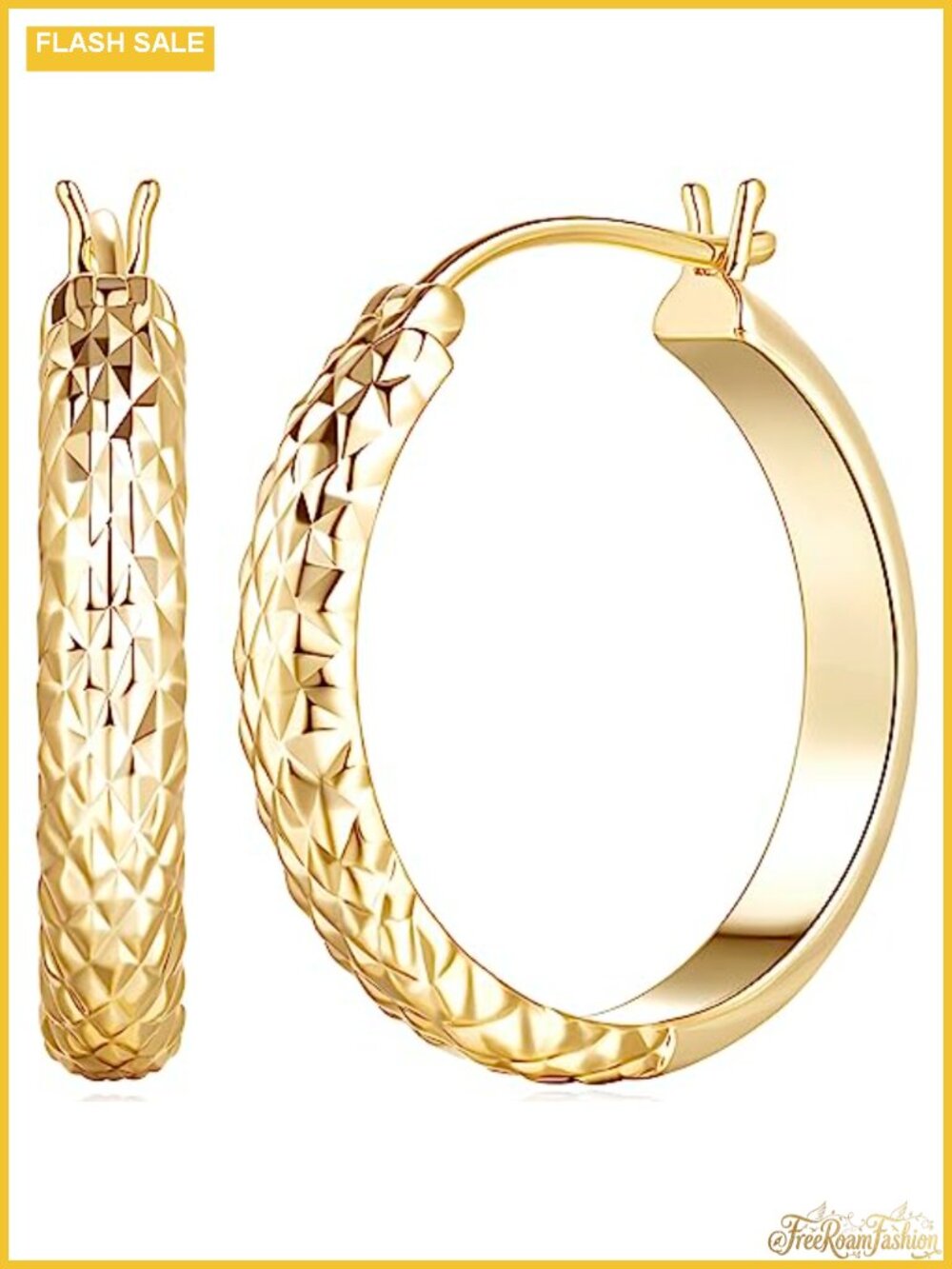 14k Gold Plated Hoop Earrings for Women Hypoallergenic Sensitive Ears